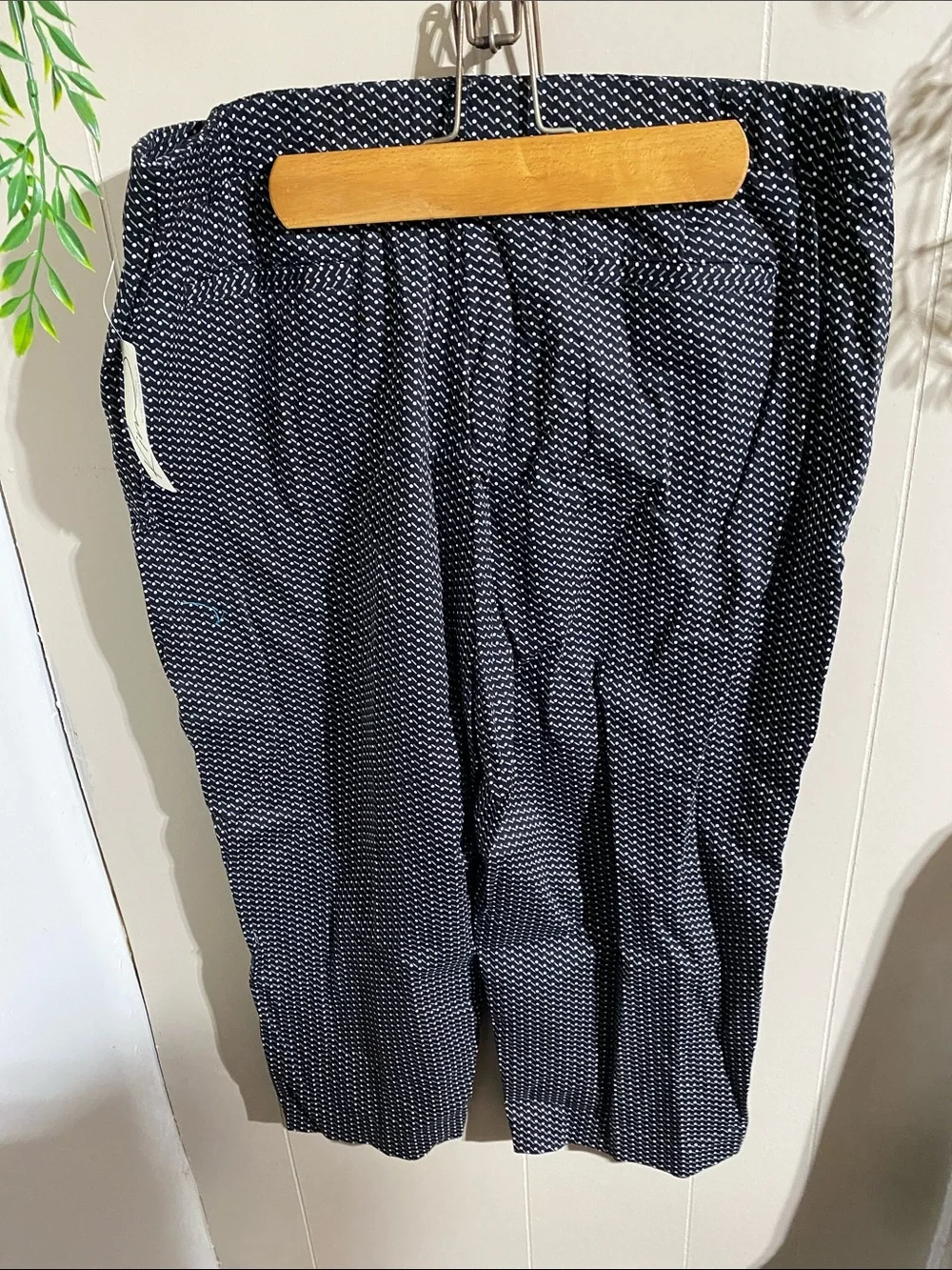 Kim Rogers Navy Micro‑Pattern Stretch Dress Pants